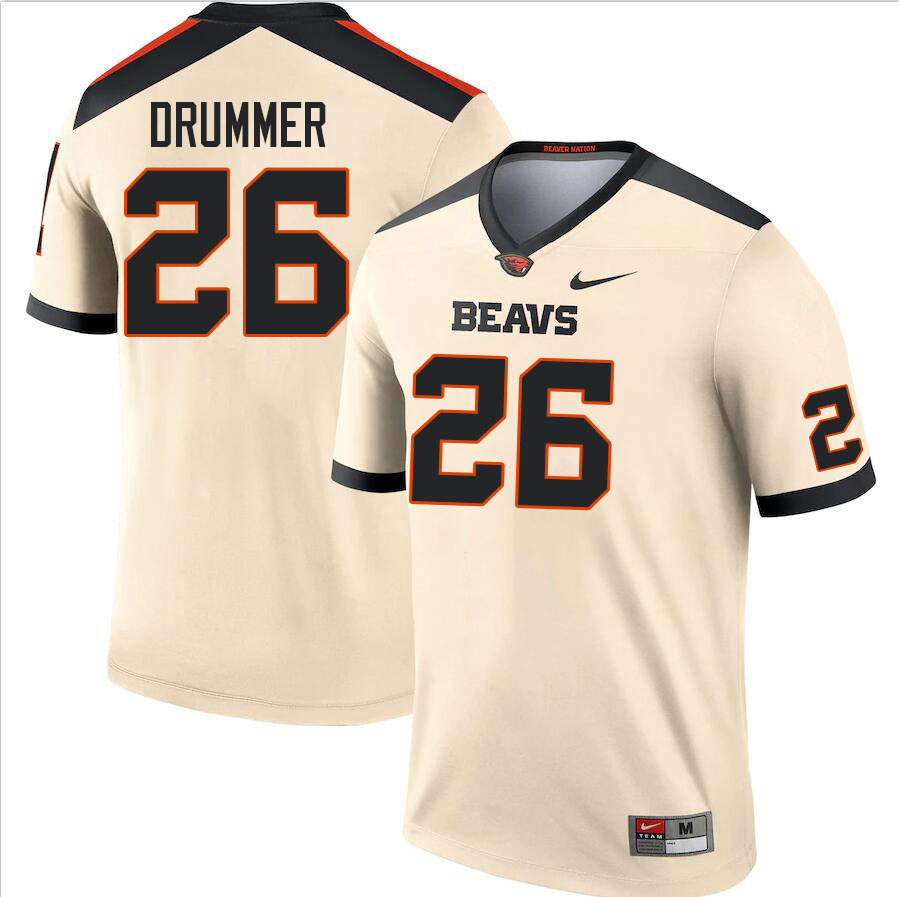 Men #26 Jhae Drummer Oregon State Beavers College Football Jerseys Stitched Sale-Cream